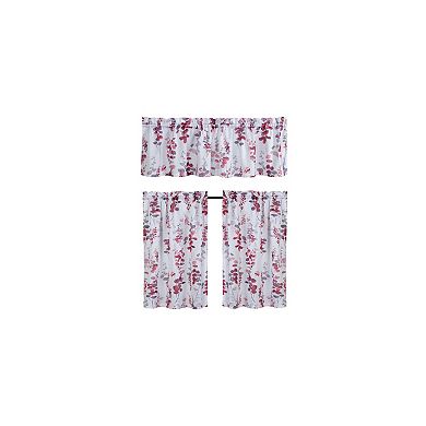 Kate Aurora Watercolor Floral Lillies Complete 3 Piece Rod Pocket Kitchen Curtain Tier Set