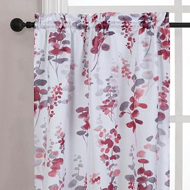 Kate Aurora Watercolor Floral Lillies Complete 3 Piece Rod Pocket Kitchen Curtain Tier Set