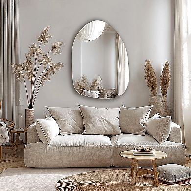 LuxenHome Asymmetrical Accent Wall Mirror With Lights