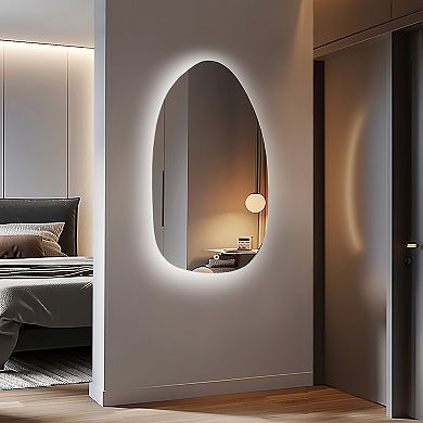 LuxenHome Asymmetrical Accent Wall Mirror With Lights
