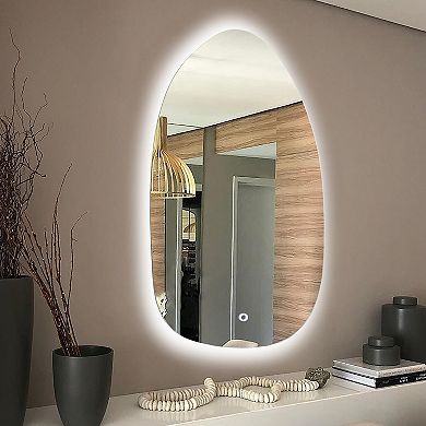 LuxenHome Asymmetrical Accent Wall Mirror With Lights
