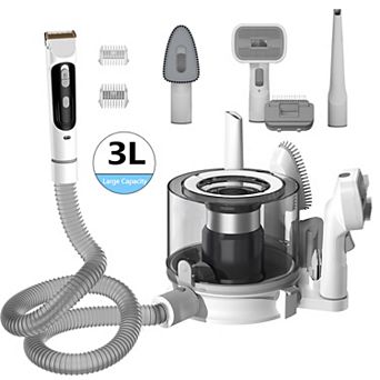 Dog Hair Clipper, Pet Grooming Vacuum, 5-in-1 Dog Hair Vacuum with 3 Modes, 3L Large Dustbin, Low No