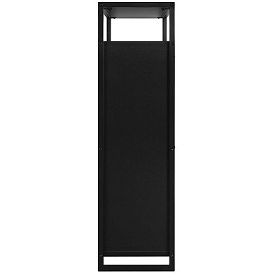 eHemco 2-Door Shoe Cabinet with Shelf, Modern Storage Organizer, Black Metal Frame, 2 Flip Drawers