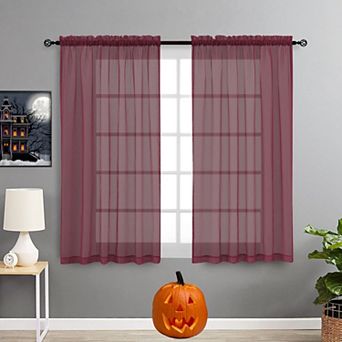 Goodgram 2 pc Spooky Halloween Decor Organ Blood Rod Pocket Sheer Voile Window Curtains