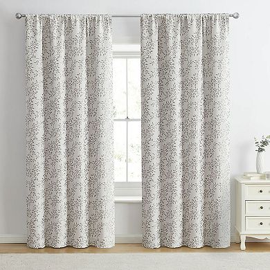 Kate Aurora 1 Piece Floral Leaf Light Reducing and Thermal Linen Blend Window Curtain Panel