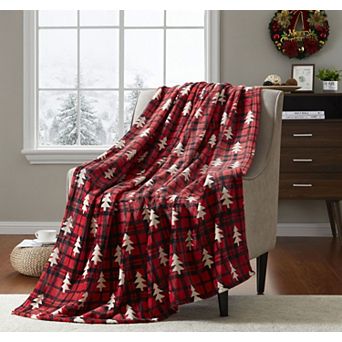 Kate Aurora Ultra Soft and Plush Red And Black Christmas Plaid Tree Check Accent Throw Blanket