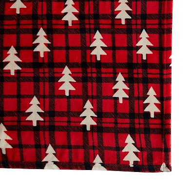 Kate Aurora Ultra Soft and Plush Red And Black Christmas Plaid Tree Check Accent Throw Blanket