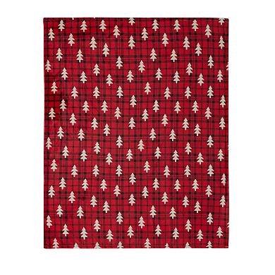 Kate Aurora Ultra Soft and Plush Red And Black Christmas Plaid Tree Check Accent Throw Blanket