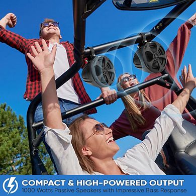 Pyle 2-Way Dual Waterproof Off-Road Speakers, 5.25", 1000W, Full Range Audio for ATV/Boat, Black