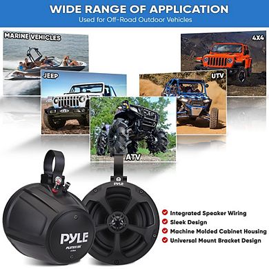 Pyle 2-Way Dual Waterproof Off-Road Speakers, 5.25", 1000W, Full Range Audio for ATV/Boat, Black