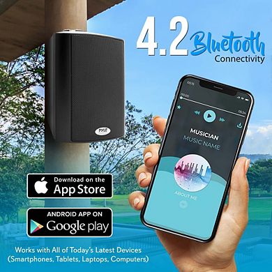 Pyle 5.25'' Bluetooth Wall Mount Speaker System (PDWR53BTBK) - Active + Passive Speakers