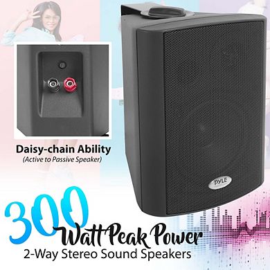 Pyle 5.25'' Bluetooth Wall Mount Speaker System (PDWR53BTBK) - Active + Passive Speakers