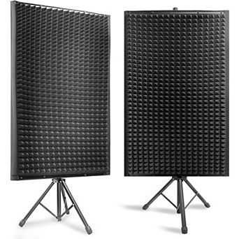 Pyle 2 pc Acoustic Foam Sound Absorption Panel with Tripod Stand (PSIP24X2) - Grey