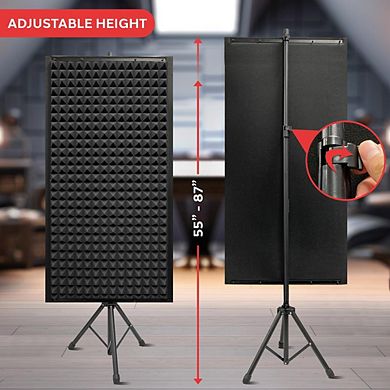 Pyle 2-Piece Acoustic Foam Sound Absorption Panel with Tripod Stand (PSIP24X2) - Grey