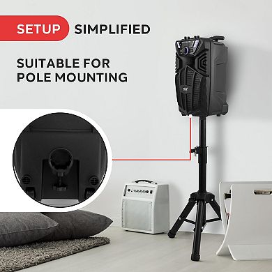 Pyle 8” Portable PA Speaker System with Bluetooth, LED Lights & Wireless Microphone