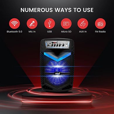 Pyle 10” Bluetooth Portable PA Speaker System with Multi-Color LED Lights (PPHP1042B) - 600 Watt Max