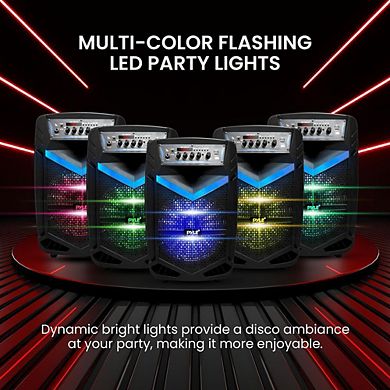 Pyle 10” Bluetooth Portable PA Speaker System with Multi-Color LED Lights (PPHP1042B) - 600 Watt Max
