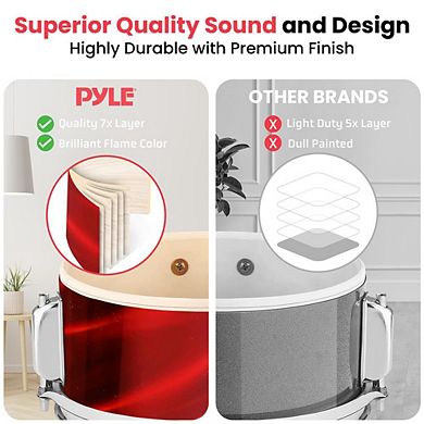 Pyle 3-Piece Kids/Junior Drum Set with Throne - Metallic Shiny Red (PDRMKIT72RD)