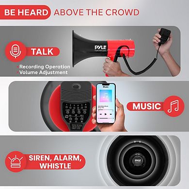 Pyle Portable Megaphone Speaker with Siren, Bluetooth, Voice Changer - PMP64VC - 100W