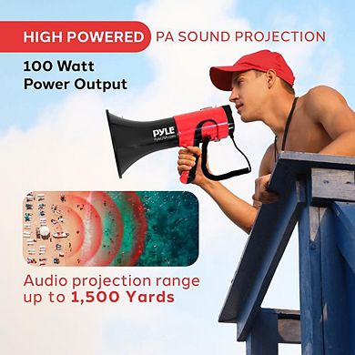 Pyle Portable Megaphone Speaker with Siren, Bluetooth, Voice Changer - PMP64VC - 100W