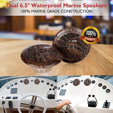Pyle 6.5 Inch Marine Speakers - IP44 Waterproof