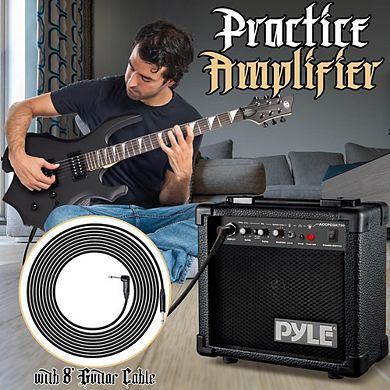 Pyle 6-String Electric Guitar Kit with 10W Amplifier and Accessories (PMGTRKT101) - Matte Black