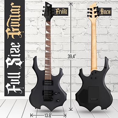 Pyle 6-String Electric Guitar Kit with 10W Amplifier and Accessories (PMGTRKT101) - Matte Black