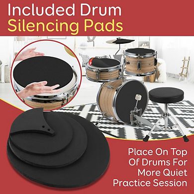 Pyle 13'' Kids/Junior Drum Set - Metallic Yellow Finish with Throne, Cymbal, Pedal, Snare, and Tom