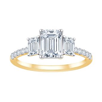 Brilliant Love 10k Gold GSI Certified 1 3/4 Carat T.W. Lab Grown Diamond Three Stone Ring