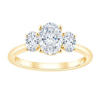 Brilliant Love 10k Gold 1 1/2 Carat T.W. Lab Grown Diamond Oval-Shaped Three Stone Ring