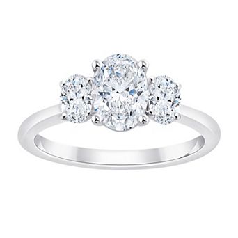 Brilliant Love 10k Gold 1 1/2 Carat T.W. Lab Grown Diamond Oval-Shaped Three Stone Ring
