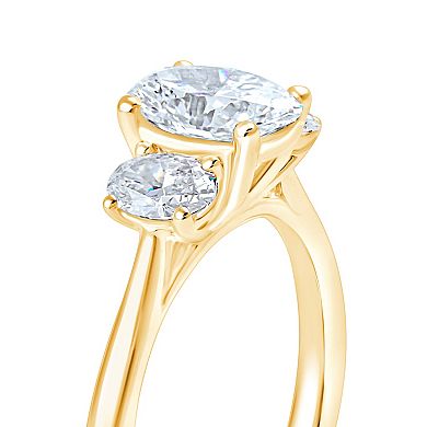 Brilliant Love 10k Gold 1 1/2 Carat T.W. Lab Grown Diamond Oval-Shaped Three Stone Ring