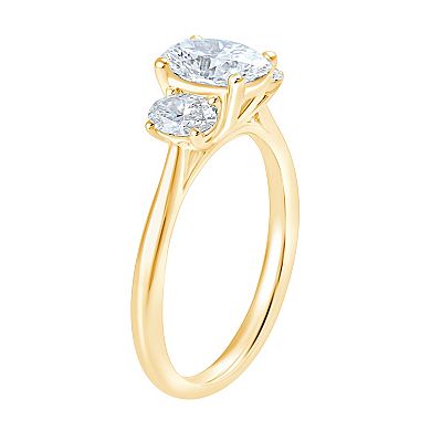 Brilliant Love 10k Gold 1 1/2 Carat T.W. Lab Grown Diamond Oval-Shaped Three Stone Ring