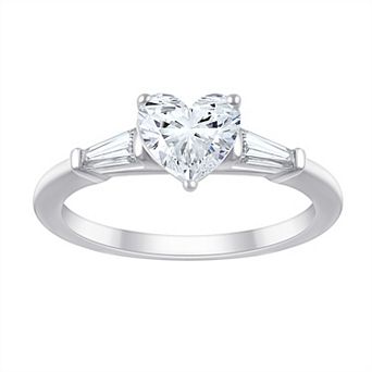 Brilliant Love 10k Gold 1 1/3 Carat T.W. Lab Grown Diamond Heart & Baguette-Cut Engagement Ring