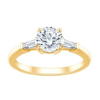 Brilliant Love 10k Gold 1 1/3 Carat T.W. Lab Grown Diamond Round & Baguette-Cut Engagement Ring