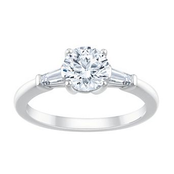 Brilliant Love 10k Gold 1 1/3 Carat T.W. Lab Grown Diamond Round & Baguette-Cut Engagement Ring
