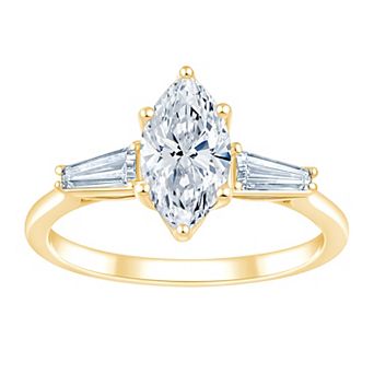 Brilliant Love 10k Gold 1 1/3 Carat T.W. Lab Grown Diamond Marquise & Baguette-Cut Engagement Ring