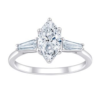 Brilliant Love 10k Gold 1 1/3 Carat T.W. Lab Grown Diamond Marquise & Baguette-Cut Engagement Ring