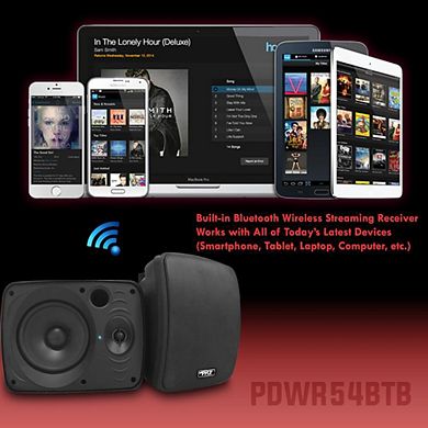 Pyle 5.25 Indoor/Outdoor Bluetooth Speaker System with Amplifier PDWR54BTB - Black