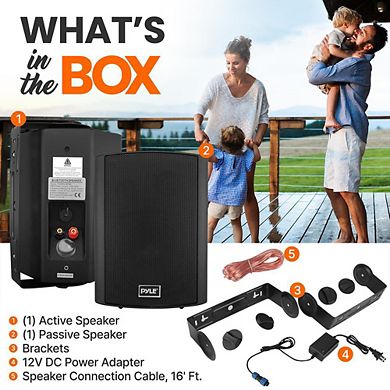 Pyle 5.25 Indoor/Outdoor Wall Mount Speakers with Bluetooth PDWR52BTBK - Black