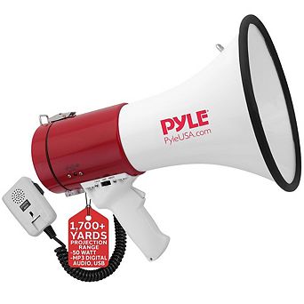 Pyle Megaphone Speaker PA Bullhorn 50 watt with Siren Adjustable Volume Record Function - PMP58U