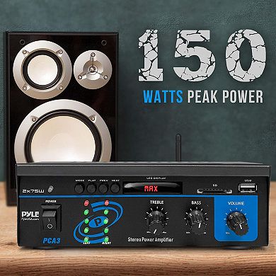 Pyle Home Audio Power Amplifier System 2X75W
