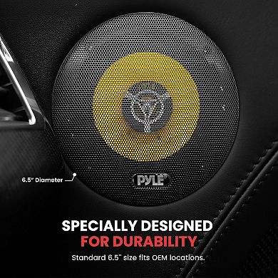 Pyle 6.5'' 280 Watt Three-Way Car Speakers - Yellow