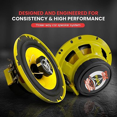 Pyle 6.5'' 280 Watt Three-Way Car Speakers - Yellow