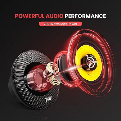Pyle 6.5'' 280 Watt Three-Way Car Speakers - Yellow