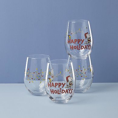 Lenox Peanuts Snoopy 4-pc. Christmas Glass Tumbler Set