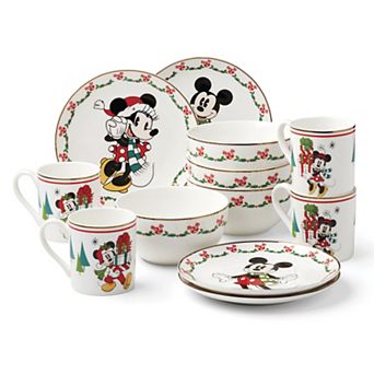Lenox Disney's Mickey Mouse & Minnie Mouse 12 pc Holiday Dessert Set