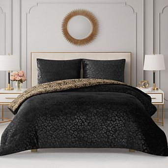 Juicy Couture Embossed Leopard Print Reversible Comforter Set
