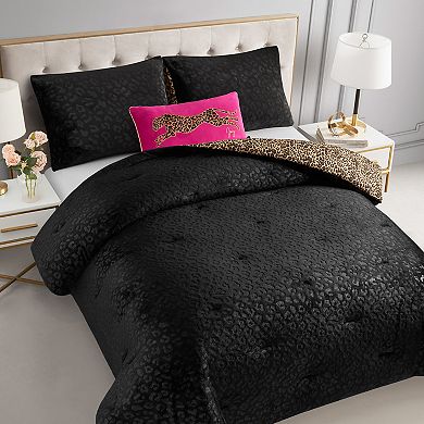 Juicy Couture Embossed Leopard Print Reversible Comforter Set
