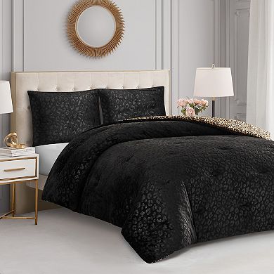 Juicy Couture Embossed Leopard Print Reversible Comforter Set